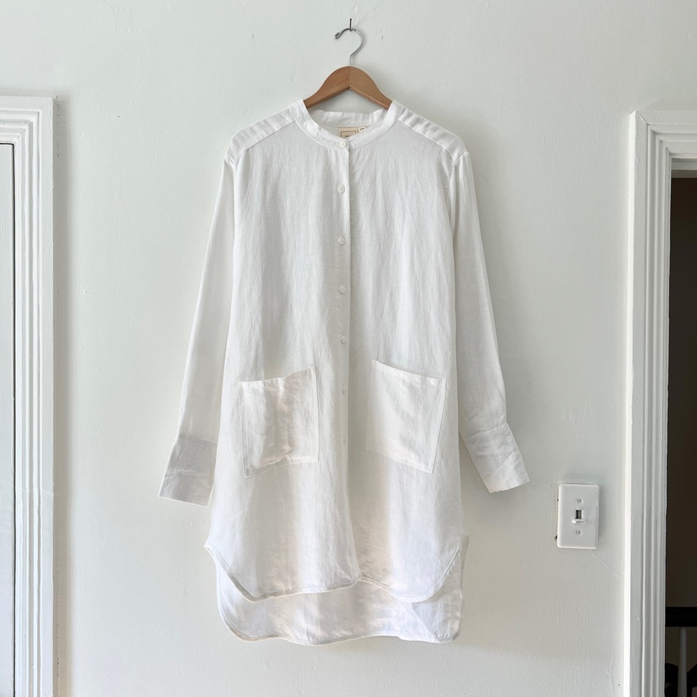 Deiji Studios NWOT S/M The 07 Workman Shirt Dress White Linen
